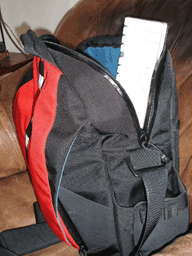 showing the height of the main compartment with the keyboard